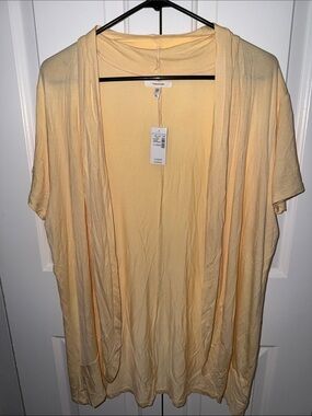 Maurices Light Yellow Draped Open Cardigan